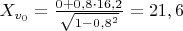 $X_{v_0}=\frac{0+0,8\cdot16,2}{\sqrt{1-0,8^2}}=21,6$