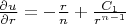 $\frac{\partial u}{\partial r}=-\frac{r}{n}+\frac{C_1}{r^{n-1}}$