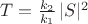 $T=\frac{k_2}{k_1}\,|S|^2$