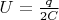$U=\frac q{2C}$