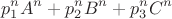 $$\[p_1^n{A^n} + p_2^n{B^n} + p_3^n{C^n}\]$$