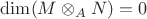 $\operatorname{dim}(M\otimes_{A}N)=0$