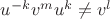 $u^{-k}v^mu^k\neq v^l$