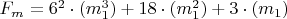 $F_m=6^2\cdot(m_1^3)+18\cdot(m_1^2)+ 3\cdot (m_1)$