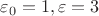 \varepsilon_0 = 1, \varepsilon = 3