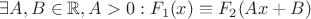 $\exists A, B \in \mathbb R, A>0 : F_1(x) \equiv F_2(Ax+B)$