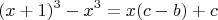 $$(x+1)^3-x^3=x(c-b)+c$$