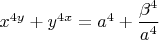 $x^{4y}+y^{4x}=a^4+\dfrac {\beta ^4}{a^4}$