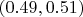 $(0.49,0.51)$