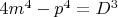 $4m^4-p^4=D^{3}$