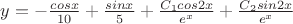 $y=-\frac{cosx}{10}+\frac{sinx}{5}+\frac{C_1cos2x}{e^x}+\frac{C_2sin2x}{e^x}$