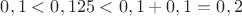 $0,1<0,125<0,1+0,1=0,2$