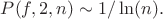$P(f,2,n) \sim 1/\ln(n).$