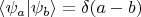 $\langle\psi_a|\psi_b\rangle=\delta(a-b)$