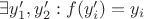 $\exists y_1',y_2': f(y_i') = y_i$