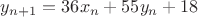$y_{n+1}=36x_n+55y_n+18$