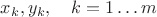 $x_k,y_k,\quad k=1\ldots m$
