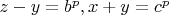 $z-y=b^p,x+y=c^p$