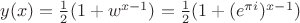 $y(x) = \frac{1}{2} (1 + w^{x-1}) = \frac{1}{2} (1 + (e^{\pi i})^{x-1})$