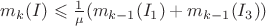 $m_k(I) \leqslant \frac{1}{\mu}(m_{k-1}(I_1) + m_{k-1}(I_3))$