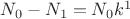 $N_0-N_1 = N_0 k^1$