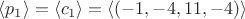 $\langle p_1\rangle=\langle c_1\rangle=\langle (-1,-4,11,-4)\rangle$