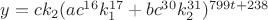 $y=ck_2(ac^{16}k_1^{17}+bc^{30}k_2^{31})^{799t+238}$