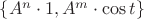 $\{A^n \cdot 1, A^m \cdot \cos{t}\}$