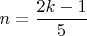 $n=\dfrac{2k-1}{5}$