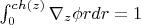 $\int_0^{ch(z)}\nabla_z \phi rdr=1$