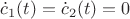 $\dot{c}_1(t)=\dot{c}_2(t)=0$
