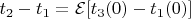 $t_2 - t_1 = \mathcal{E}[t_3(0) - t_1(0)]$
