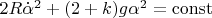 $2R\dot{\alpha}^2+(2+k)g\alpha^2=\operatorname{const}$
