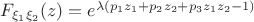 $F_{\xi_1 \xi_2}(z) = e^{\lambda (p_1z_1+p_2z_2+p_3z_1z_2-1)}$