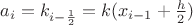 $a_i = k_{i-\frac{1}{2}} = k(x_{i-1}+\frac{h}{2})$
