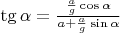 $\tg \alpha = \frac{\frac{a}{g}\cos \alpha}{a+\frac{a}{g}\sin \alpha}$
