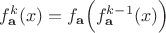 $f^k_{\mathbf a}(x)=f_{\mathbf a}\Bigl(f^{k-1}_{\mathbf a}(x)\Bigr)$