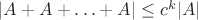 $|A+A+\ldots +A|\le c^k |A|$