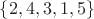 $\{2,4,3,1,5\}$