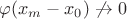 $\varphi(x_m-x_0)\not\to0$