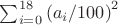 $\sum_{i=0}^{18} {(a_i/100)}^2$
