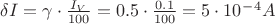 $\delta I=\gamma\cdot\frac{I_V}{100}=0.5\cdot\frac{0.1}{100}=5\cdot 10^-^4 A$