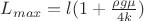 $L_{max}= l(1+\frac{\rho g\mu}{4k})$
