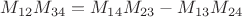 $M_{12}M_{34}=M_{14}M_{23}-M_{13}M_{24}$