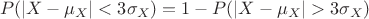 $$P(|X-\mu_X|<3\sigma_X)=1-P(|X-\mu_X|>3\sigma_X)$$