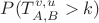 $P(T_{A,B}^{v,u}>k)$