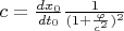 $c=\frac{dx_0}{dt_0} \frac{1}{(1+\frac{\varphi}{c^2})^2}$