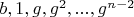 $b, 1, g, g^2, ..., g^{n-2}$