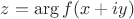 $z = \arg f(x + iy)$