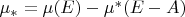 \mu_{*}=\mu(E)-\mu^{*}(E-A)